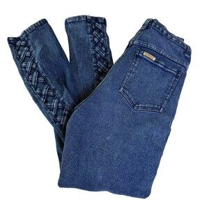 Pure Jeanswear VINTAGE Lattice Detail Acid Wash Jeans Sz 9 Juniors High Waisted